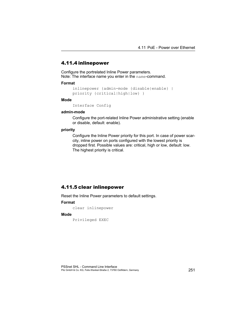 4 inlinepower, 5 clear inlinepower, 4inlinepower 251 5.11.5clear inlinepower | Pilz PSSnet SHL 8T MRP User Manual | Page 251 / 353