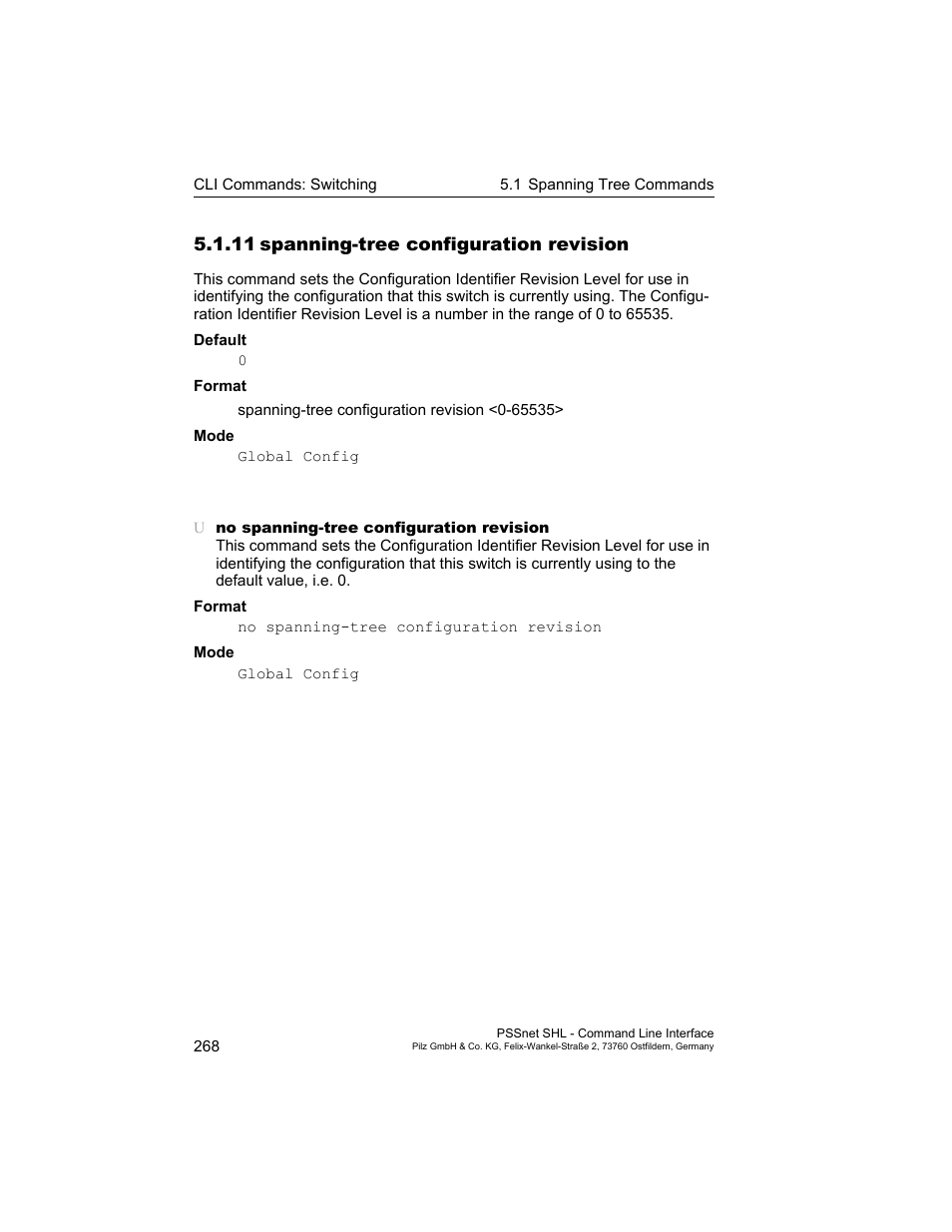 11 spanning-tree configuration revision, 11spanning-tree configuration revision | Pilz PSSnet SHL 8T MRP User Manual | Page 268 / 353