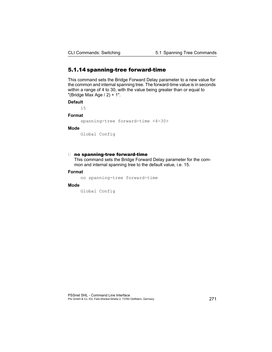 14 spanning-tree forward-time, 14spanning-tree forward-time | Pilz PSSnet SHL 8T MRP User Manual | Page 271 / 353