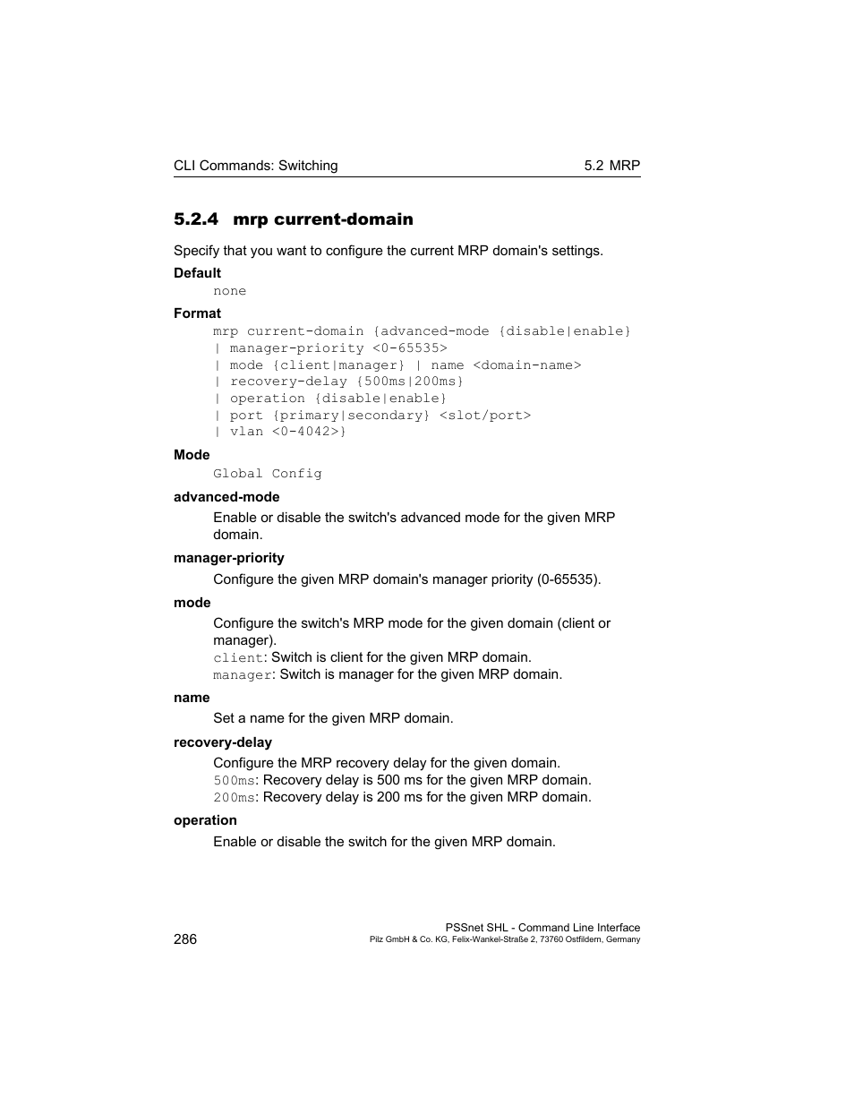 4 mrp current-domain | Pilz PSSnet SHL 8T MRP User Manual | Page 286 / 353