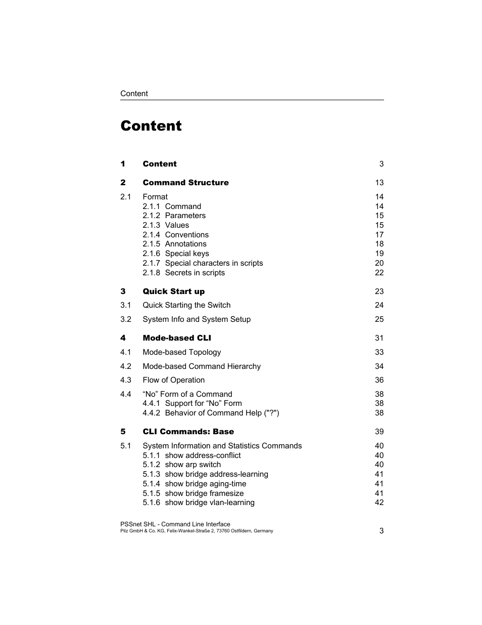 Content | Pilz PSSnet SHL 8T MRP User Manual | Page 3 / 353