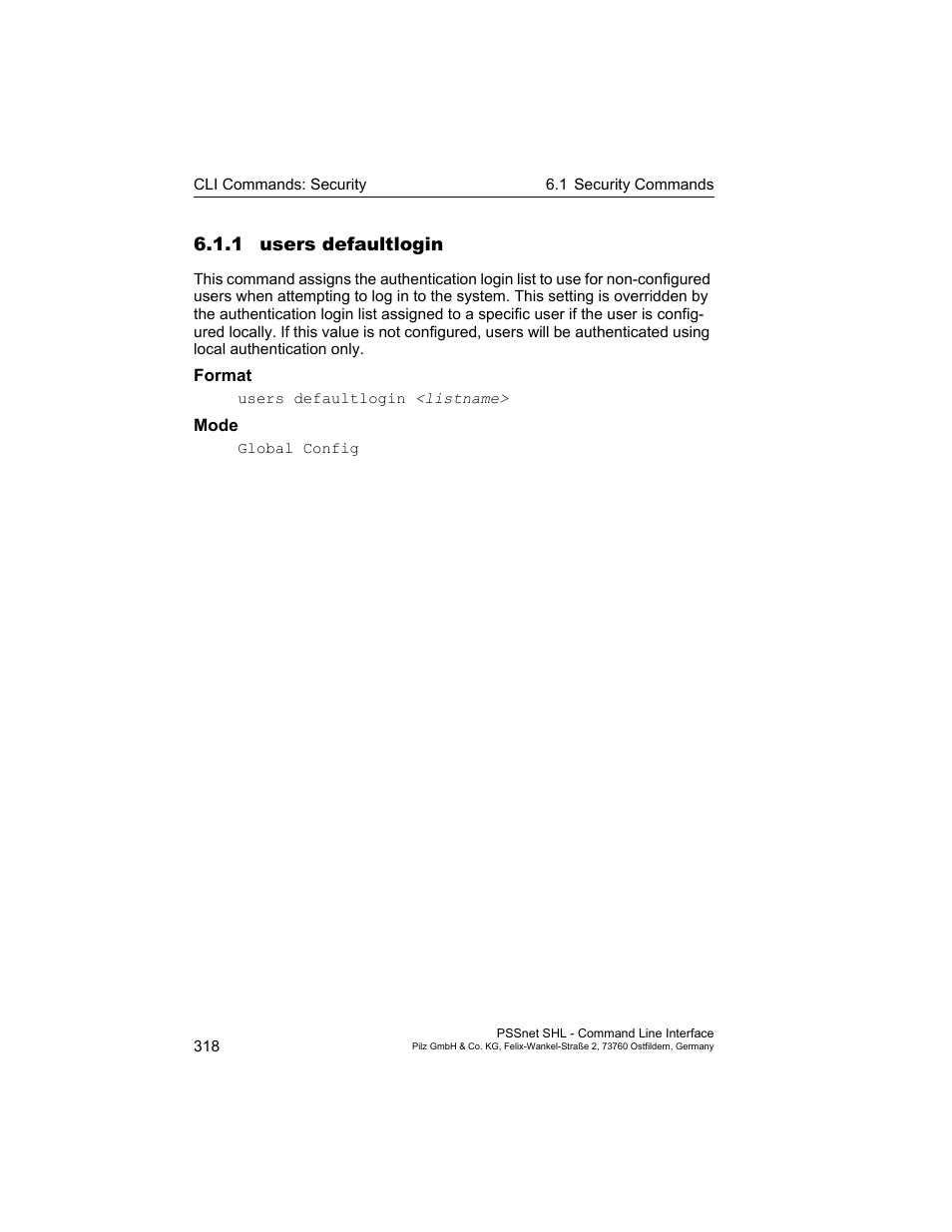 1 users defaultlogin | Pilz PSSnet SHL 8T MRP User Manual | Page 318 / 353