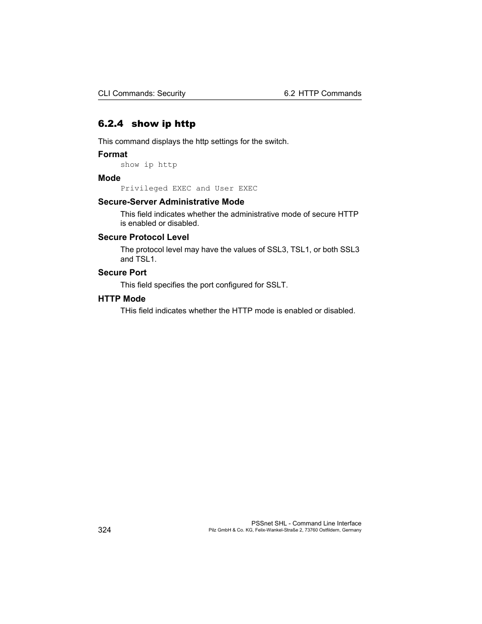 4 show ip http | Pilz PSSnet SHL 8T MRP User Manual | Page 324 / 353