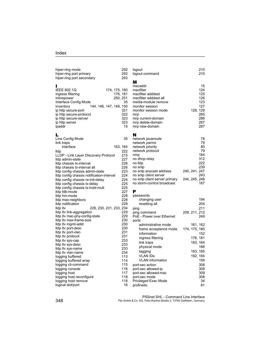 Pilz PSSnet SHL 8T MRP User Manual | Page 348 / 353