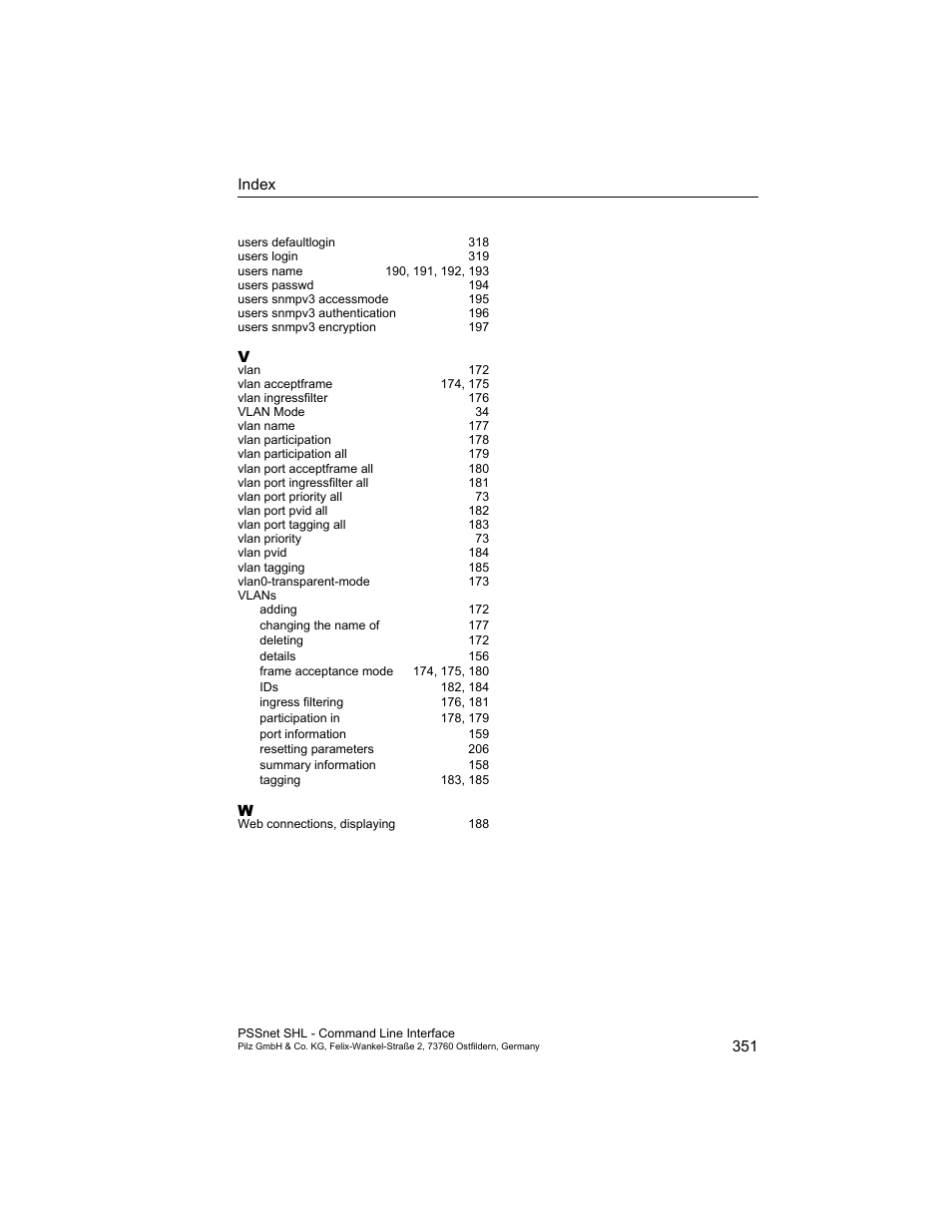 Pilz PSSnet SHL 8T MRP User Manual | Page 351 / 353