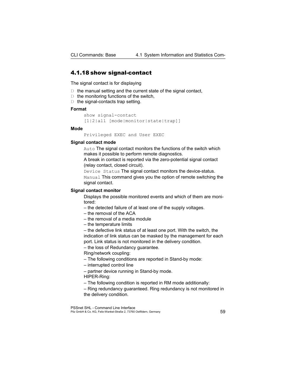 18 show signal-contact, 18show signal-contact | Pilz PSSnet SHL 8T MRP User Manual | Page 59 / 353