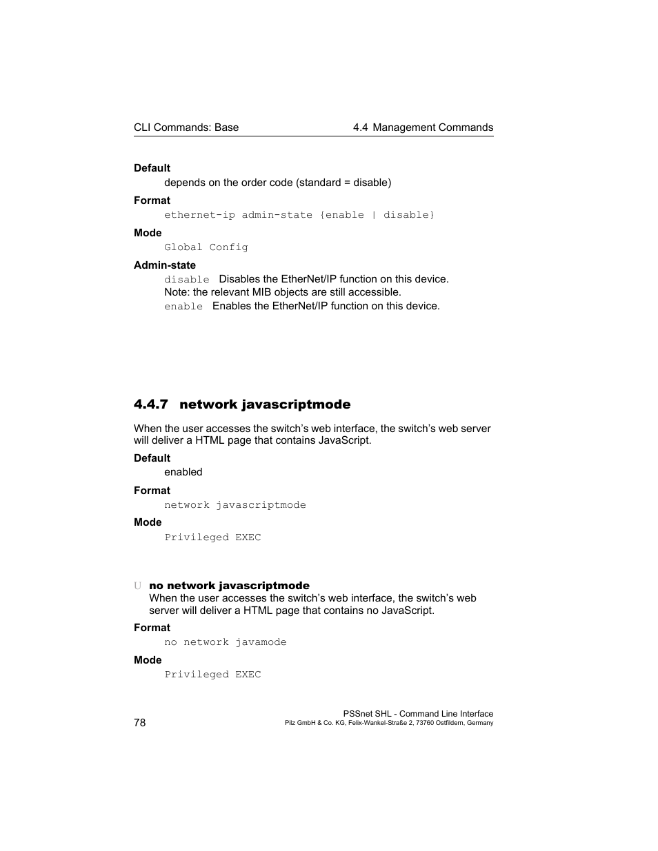 7 network javascriptmode | Pilz PSSnet SHL 8T MRP User Manual | Page 78 / 353