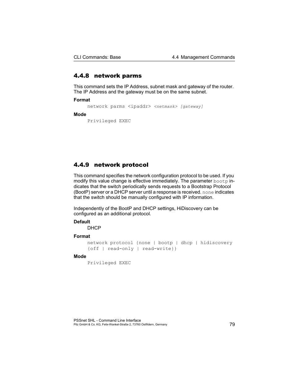 8 network parms, 9 network protocol | Pilz PSSnet SHL 8T MRP User Manual | Page 79 / 353