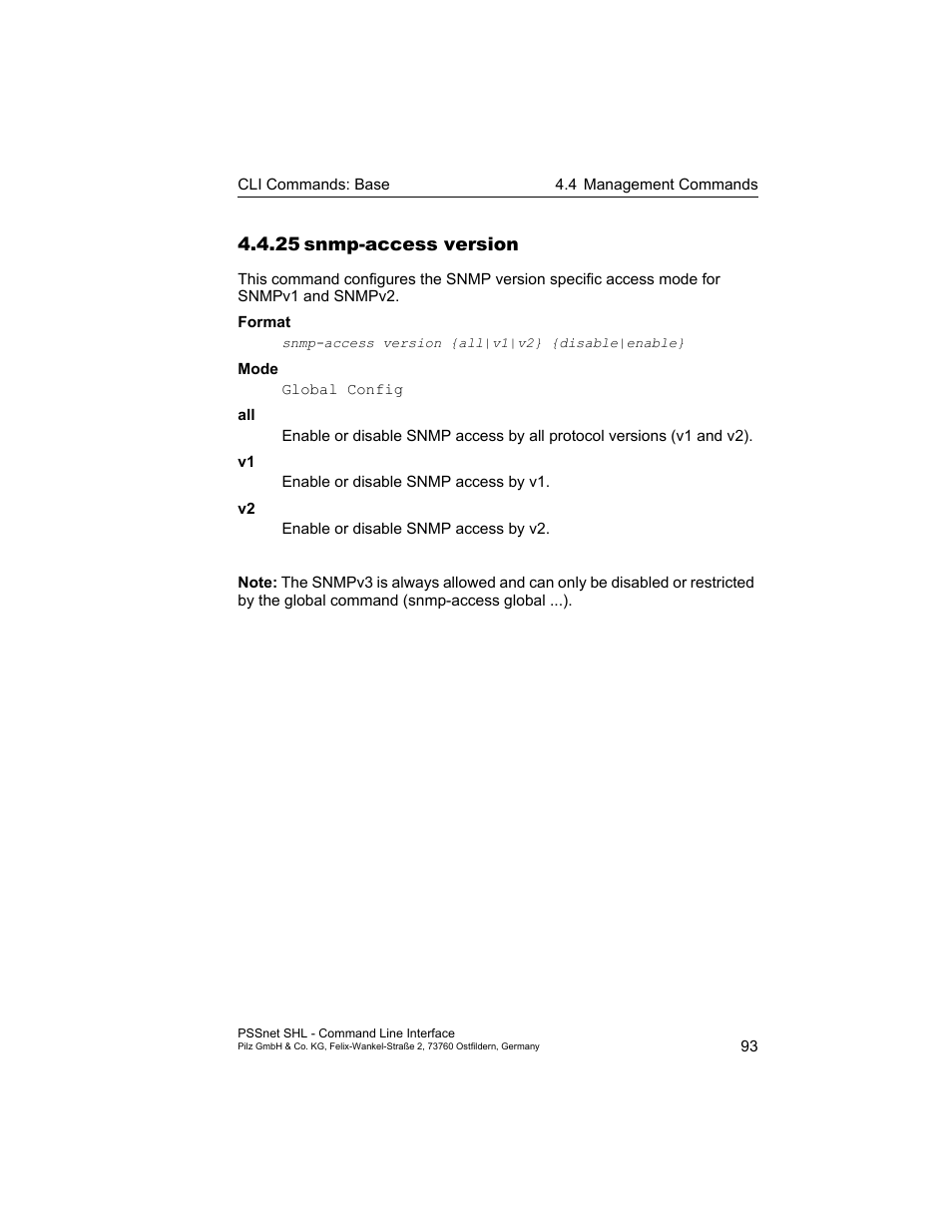 25 snmp-access version, 25snmp-access version | Pilz PSSnet SHL 8T MRP User Manual | Page 93 / 353