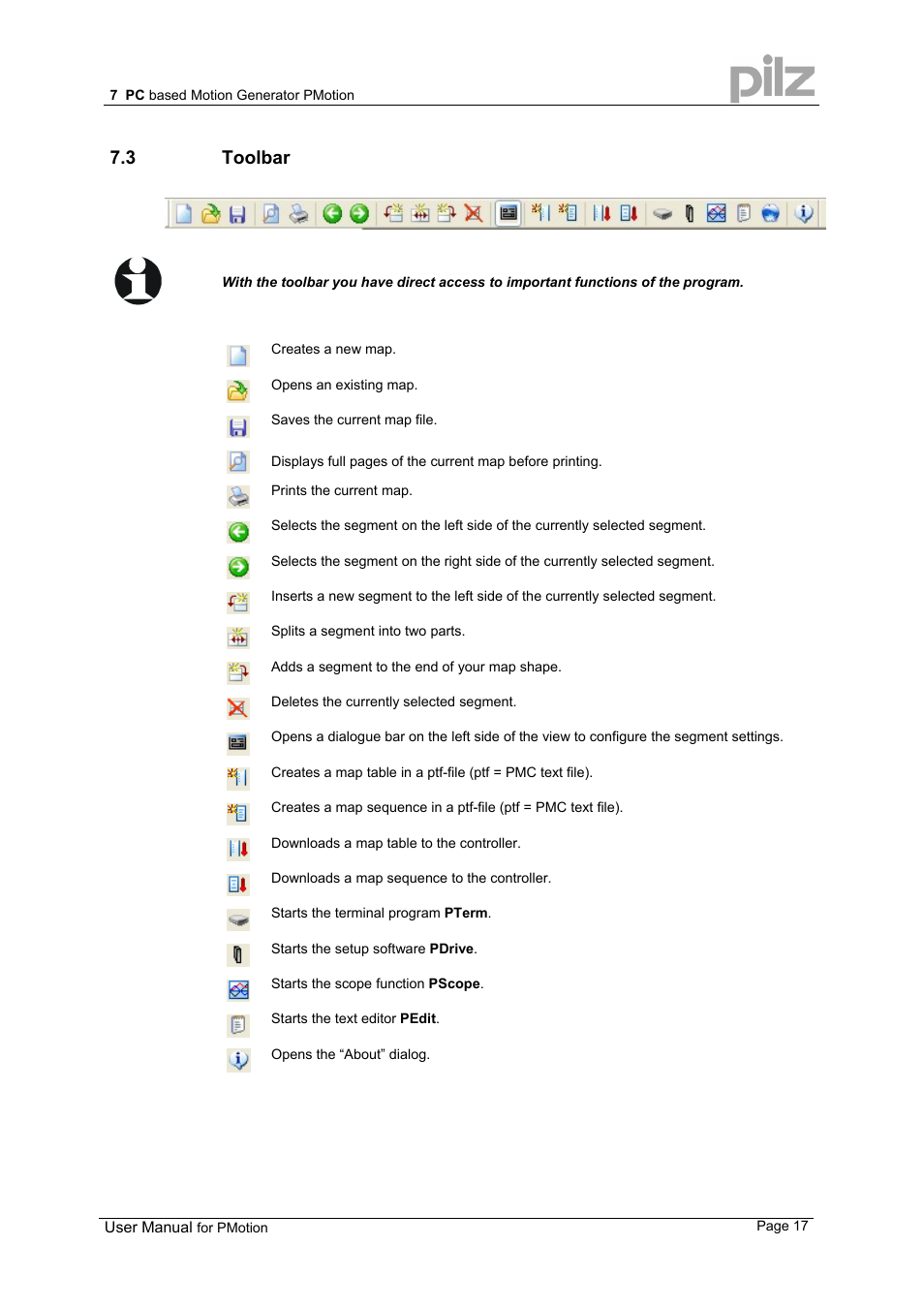 3 toolbar | Pilz PMCprimo 16+.00/0/1/6/4 User Manual | Page 17 / 56