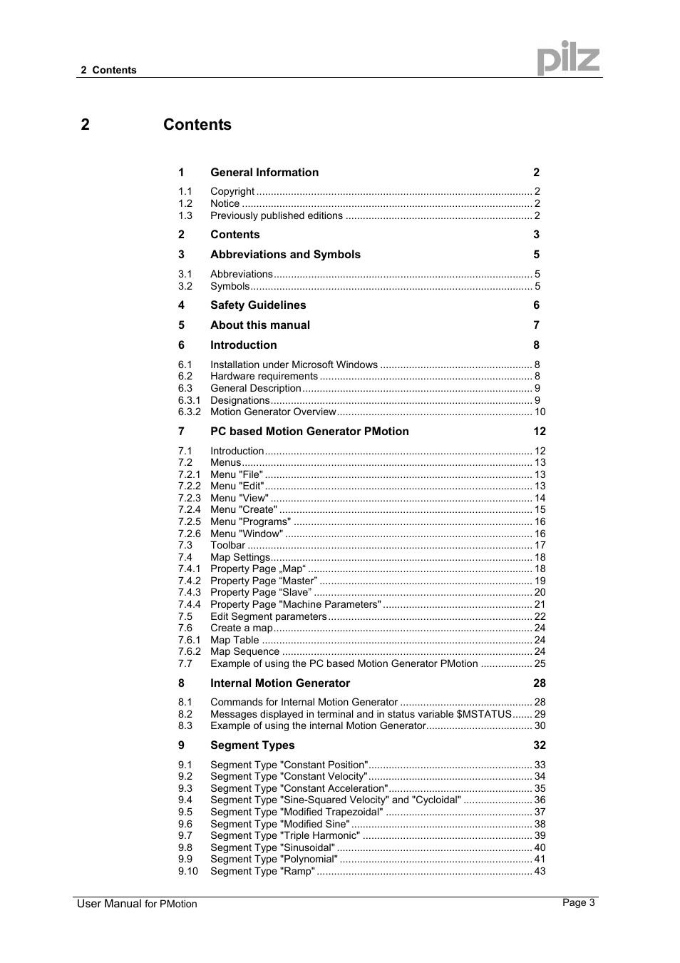 2 contents | Pilz PMCprimo 16+.00/0/1/6/4 User Manual | Page 3 / 56