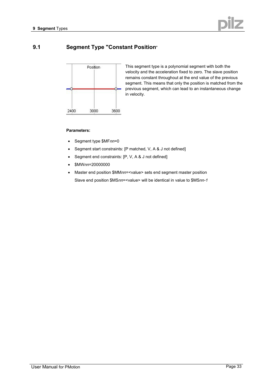 1 segment type "constant position | Pilz PMCprimo 16+.00/0/1/6/4 User Manual | Page 33 / 56