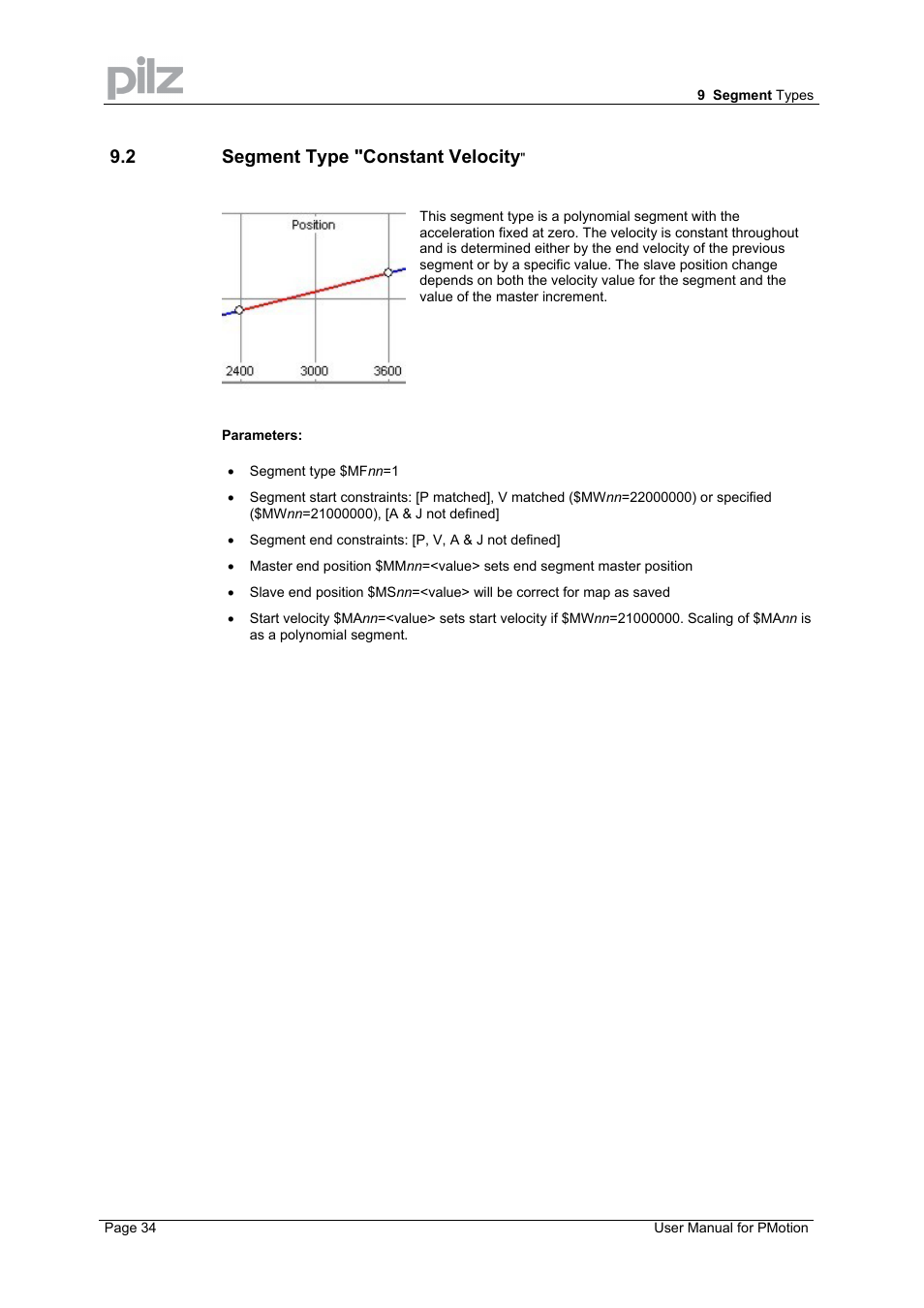 2 segment type "constant velocity | Pilz PMCprimo 16+.00/0/1/6/4 User Manual | Page 34 / 56