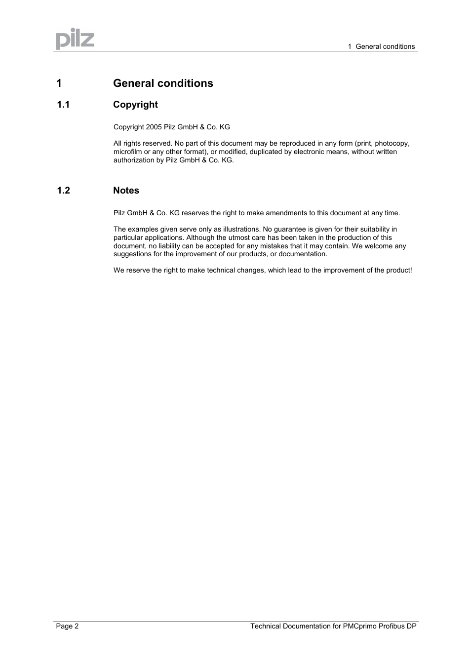 1 general conditions | Pilz PMCprimo 16+.00/0/1/6/4 User Manual | Page 2 / 16