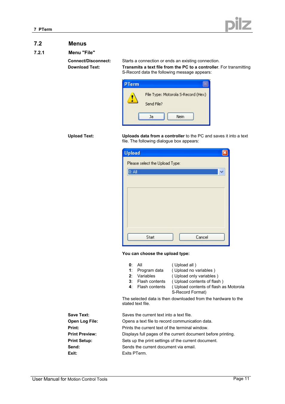 2 menus | Pilz PMCprimo 16+.00/0/1/6/4 User Manual | Page 11 / 48