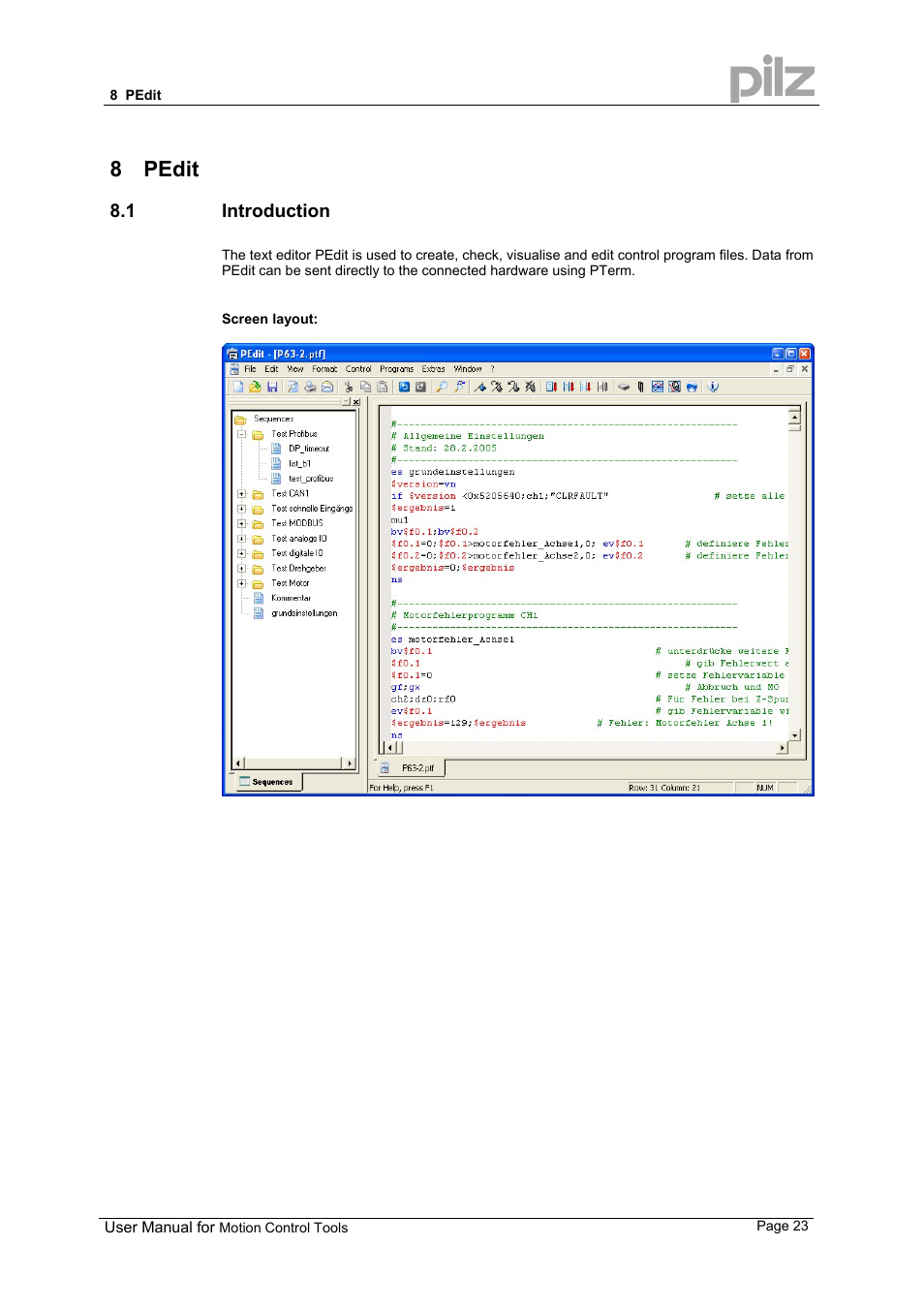 8 pedit, 1 introduction | Pilz PMCprimo 16+.00/0/1/6/4 User Manual | Page 23 / 48