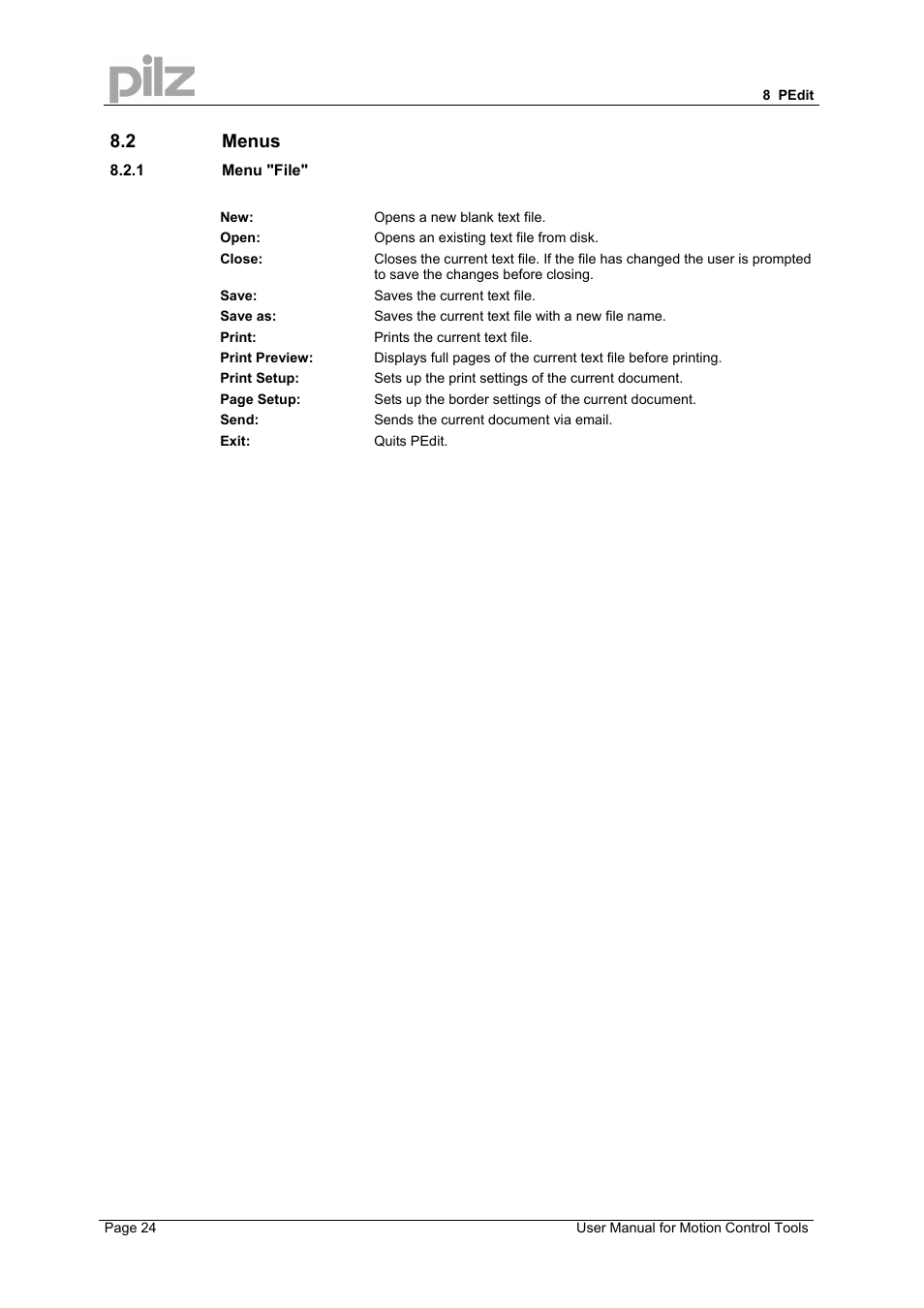 2 menus | Pilz PMCprimo 16+.00/0/1/6/4 User Manual | Page 24 / 48