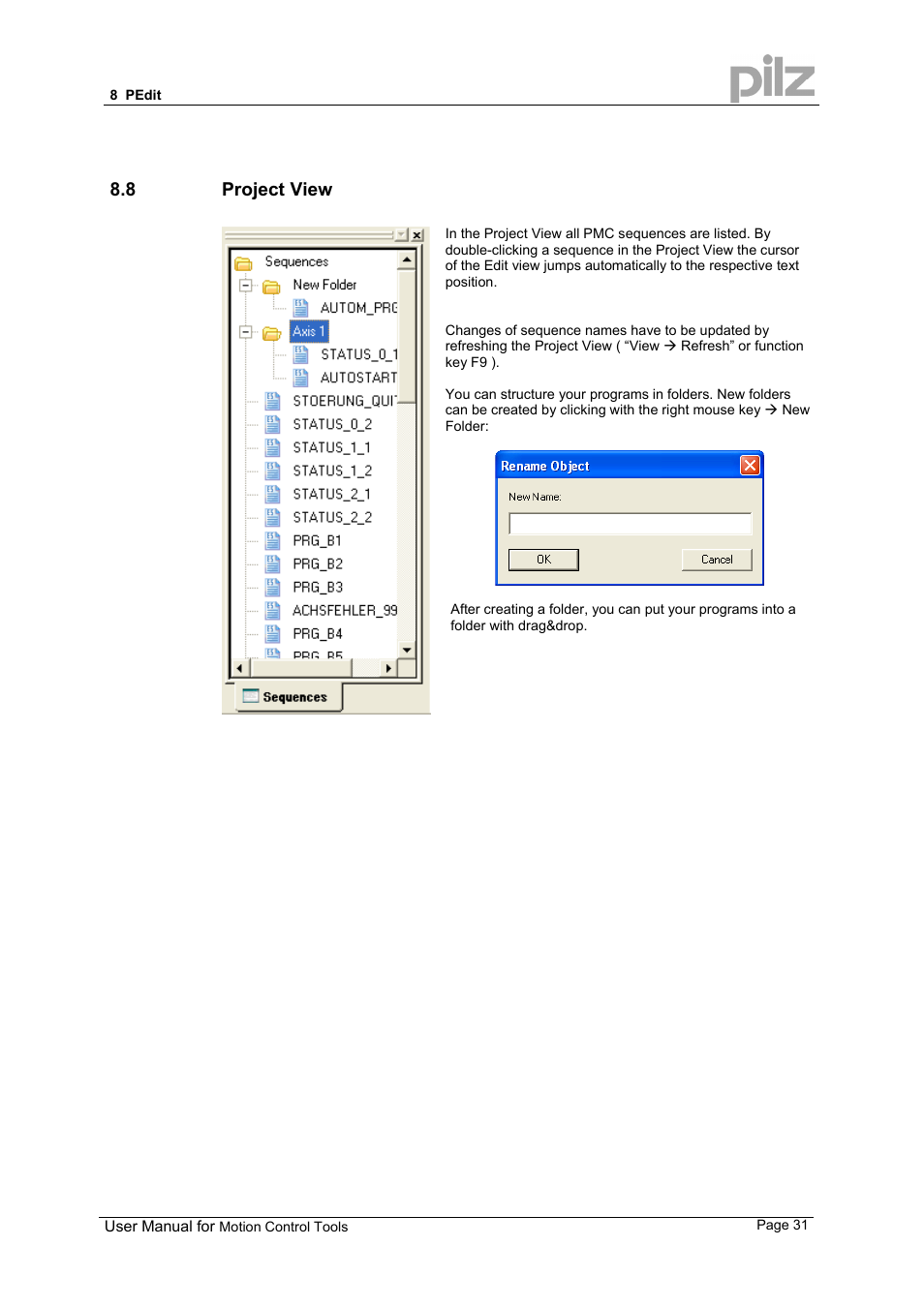 8 project view | Pilz PMCprimo 16+.00/0/1/6/4 User Manual | Page 31 / 48