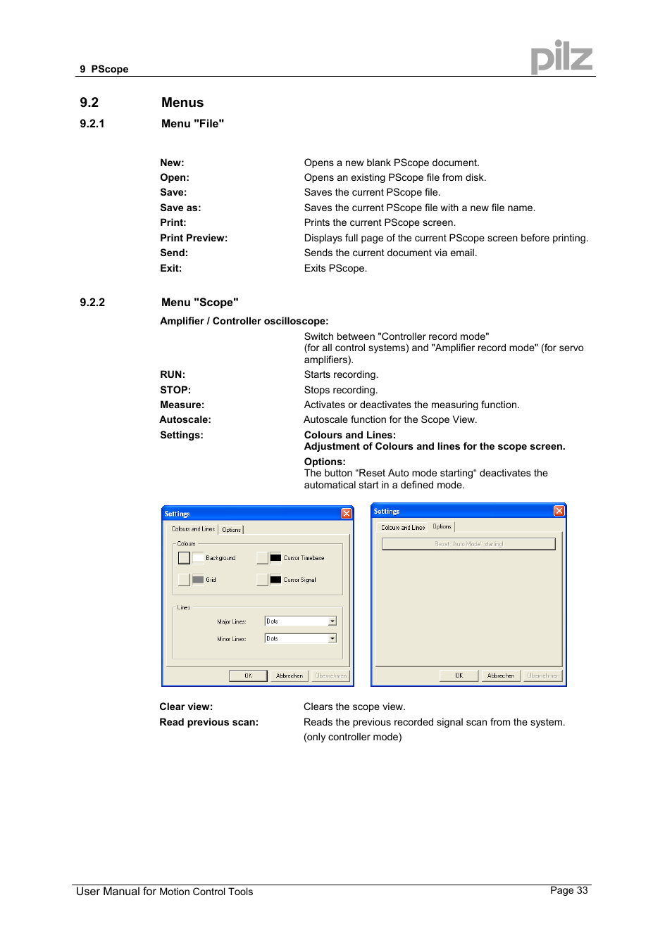 2 menus | Pilz PMCprimo 16+.00/0/1/6/4 User Manual | Page 33 / 48