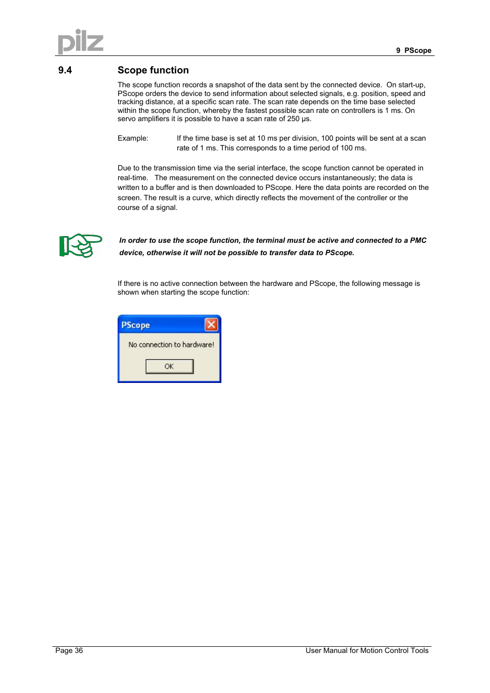 4 scope function | Pilz PMCprimo 16+.00/0/1/6/4 User Manual | Page 36 / 48