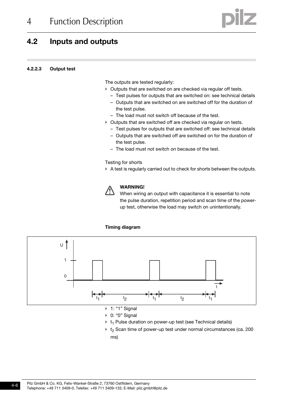 Output test, 4function description, 2 inputs and outputs | Pilz PMCprimo DriveP.01/AA0/4/0/0/208-480VAC User Manual | Page 24 / 101