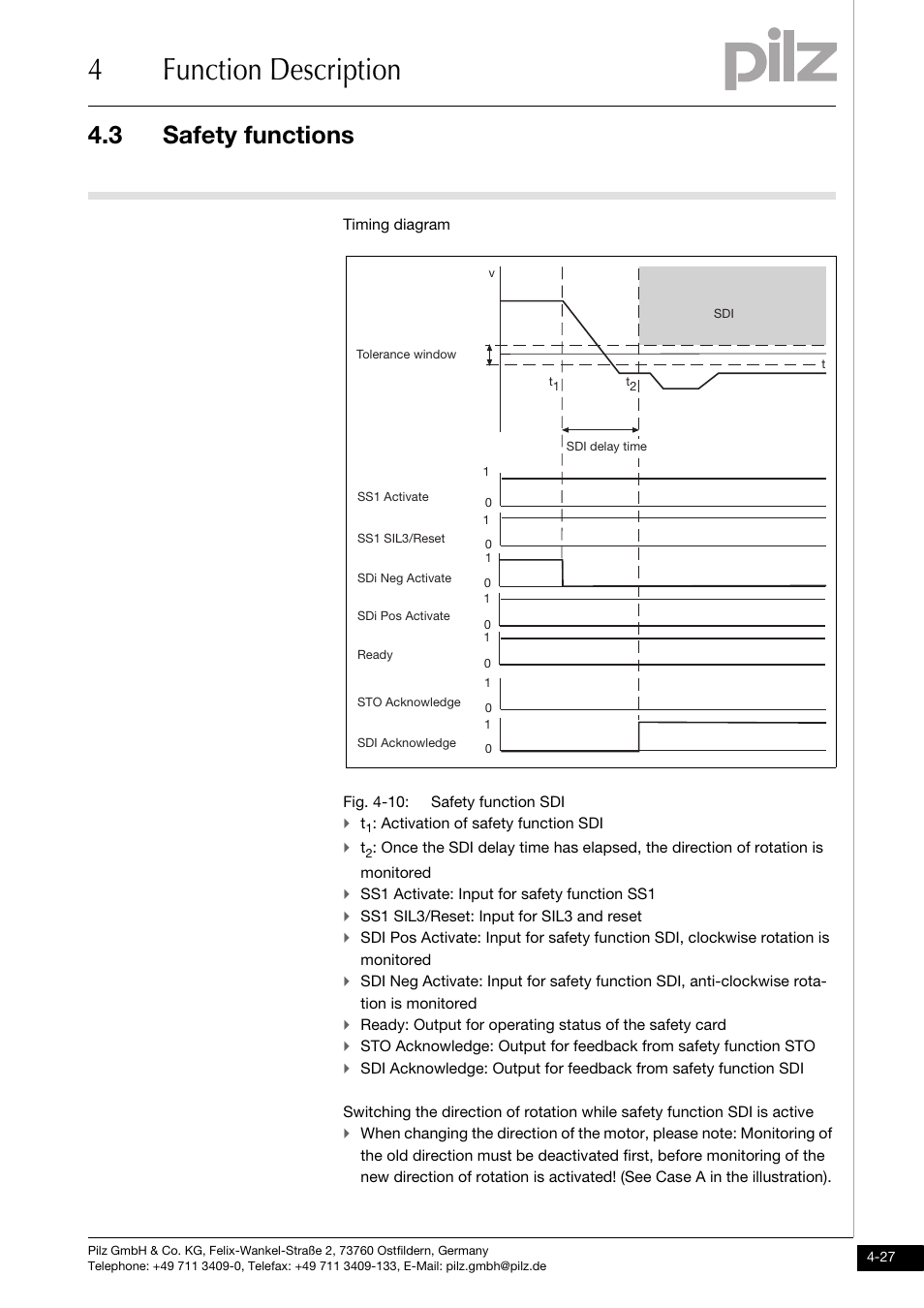 4function description, 3 safety functions | Pilz PMCprimo DriveP.01/AA0/4/0/0/208-480VAC User Manual | Page 45 / 101