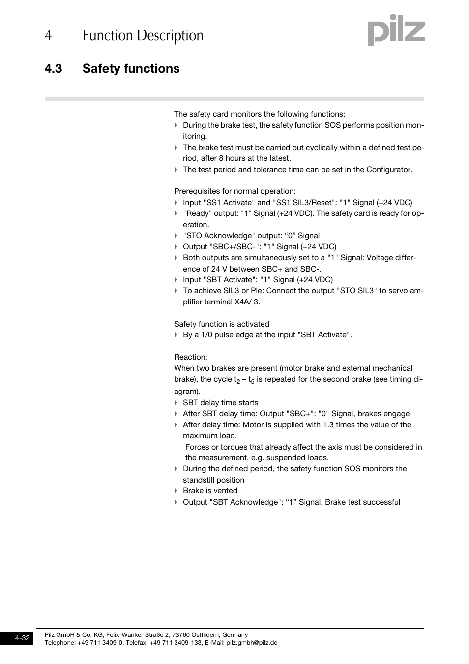 4function description, 3 safety functions | Pilz PMCprimo DriveP.01/AA0/4/0/0/208-480VAC User Manual | Page 50 / 101