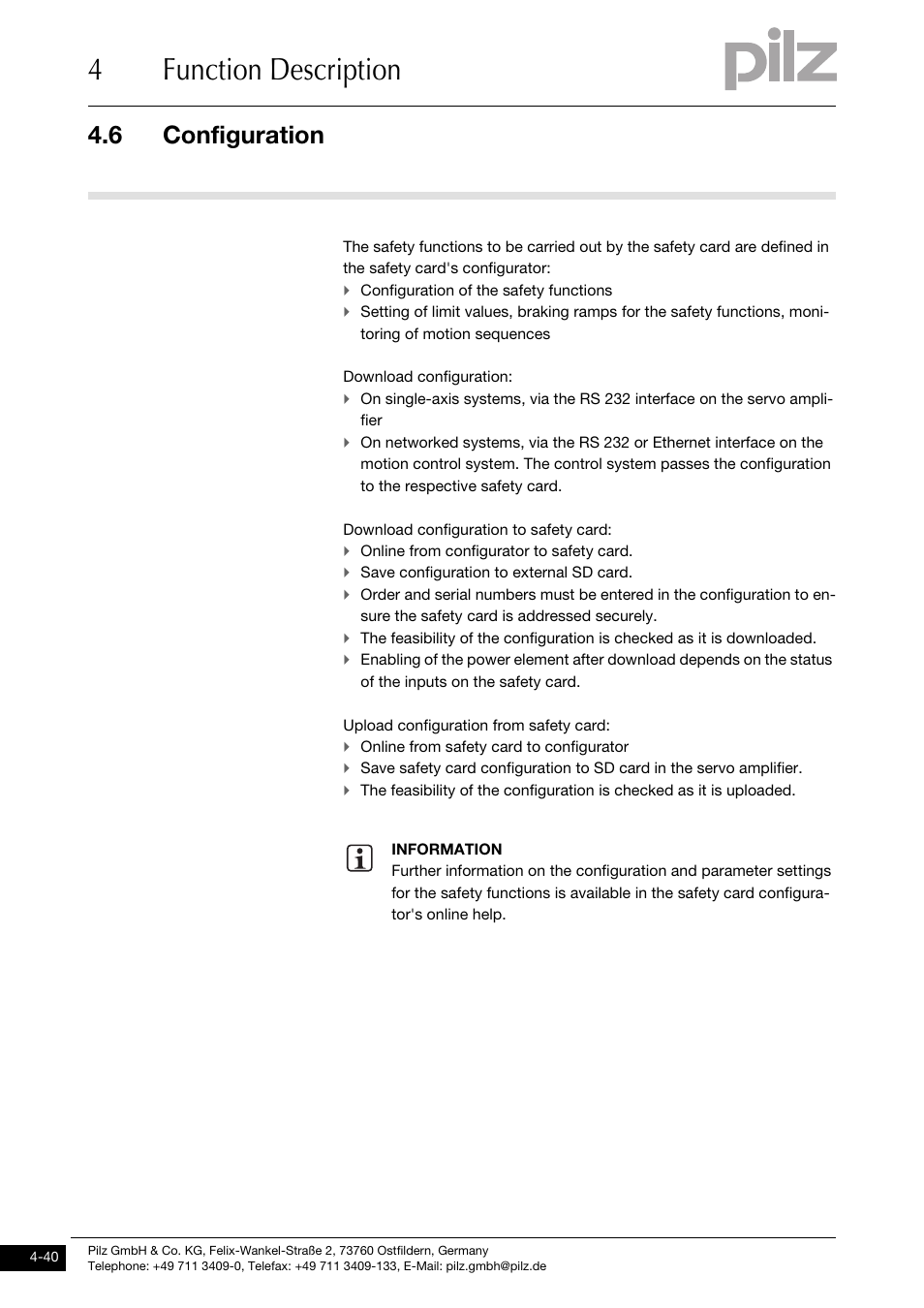 Configuration, 4function description, 6 configuration | Pilz PMCprimo DriveP.01/AA0/4/0/0/208-480VAC User Manual | Page 58 / 101