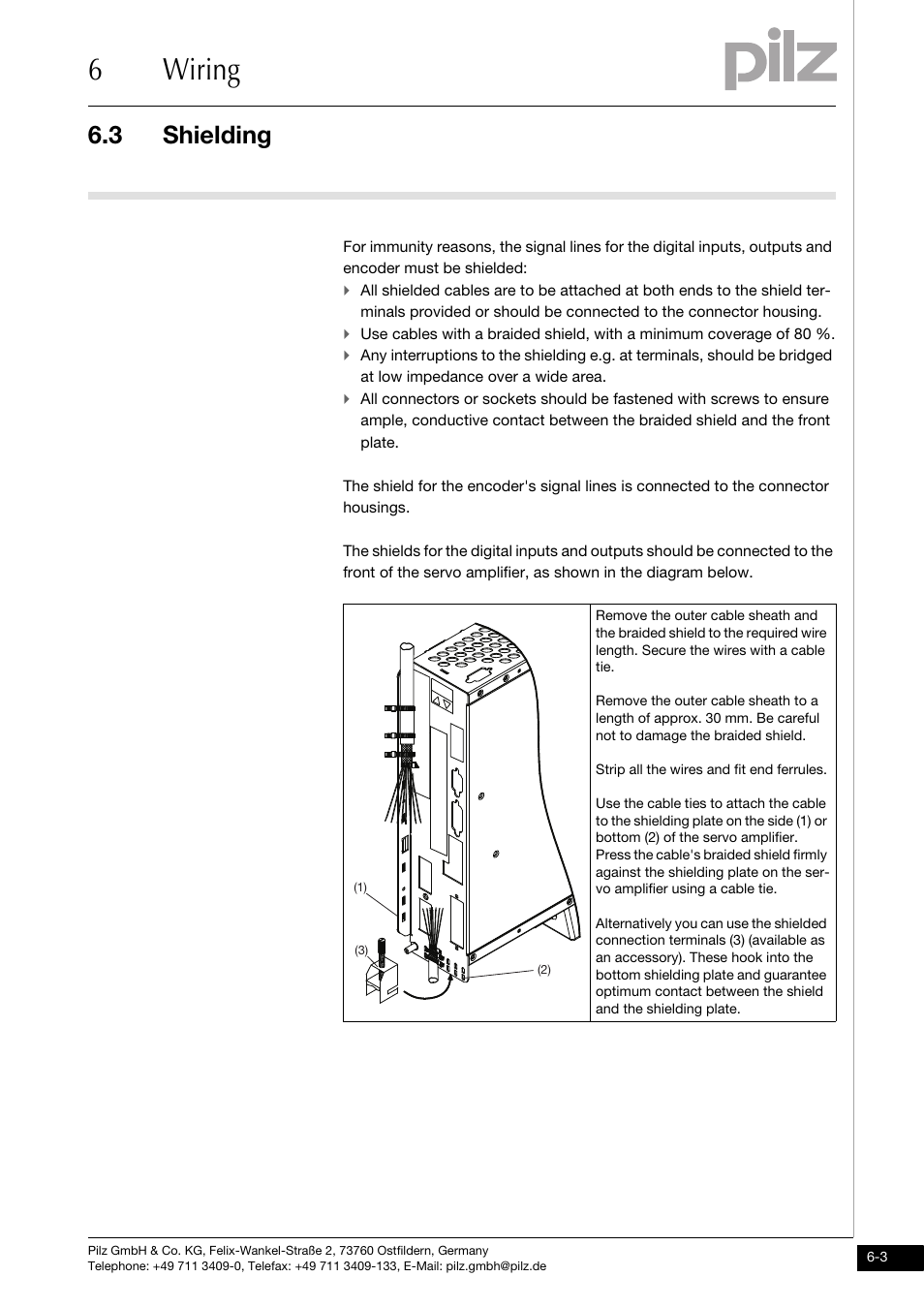 Shielding, 6wiring, 3 shielding | Pilz PMCprimo DriveP.01/AA0/4/0/0/208-480VAC User Manual | Page 65 / 101