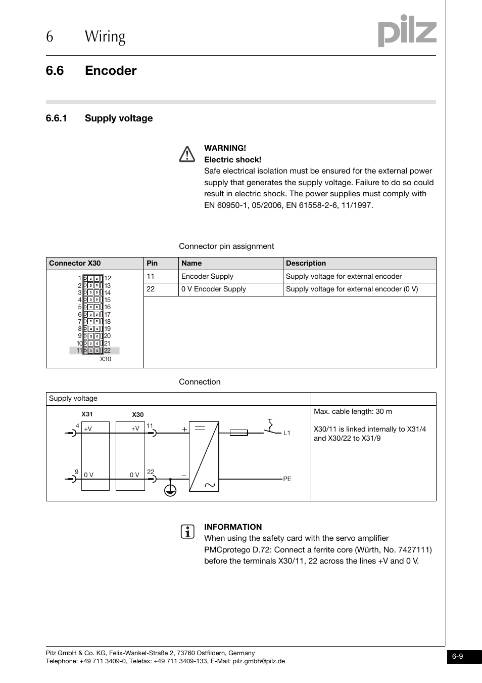 Encoder, Supply voltage, 6wiring | 6 encoder, 1 supply voltage | Pilz PMCprimo DriveP.01/AA0/4/0/0/208-480VAC User Manual | Page 71 / 101