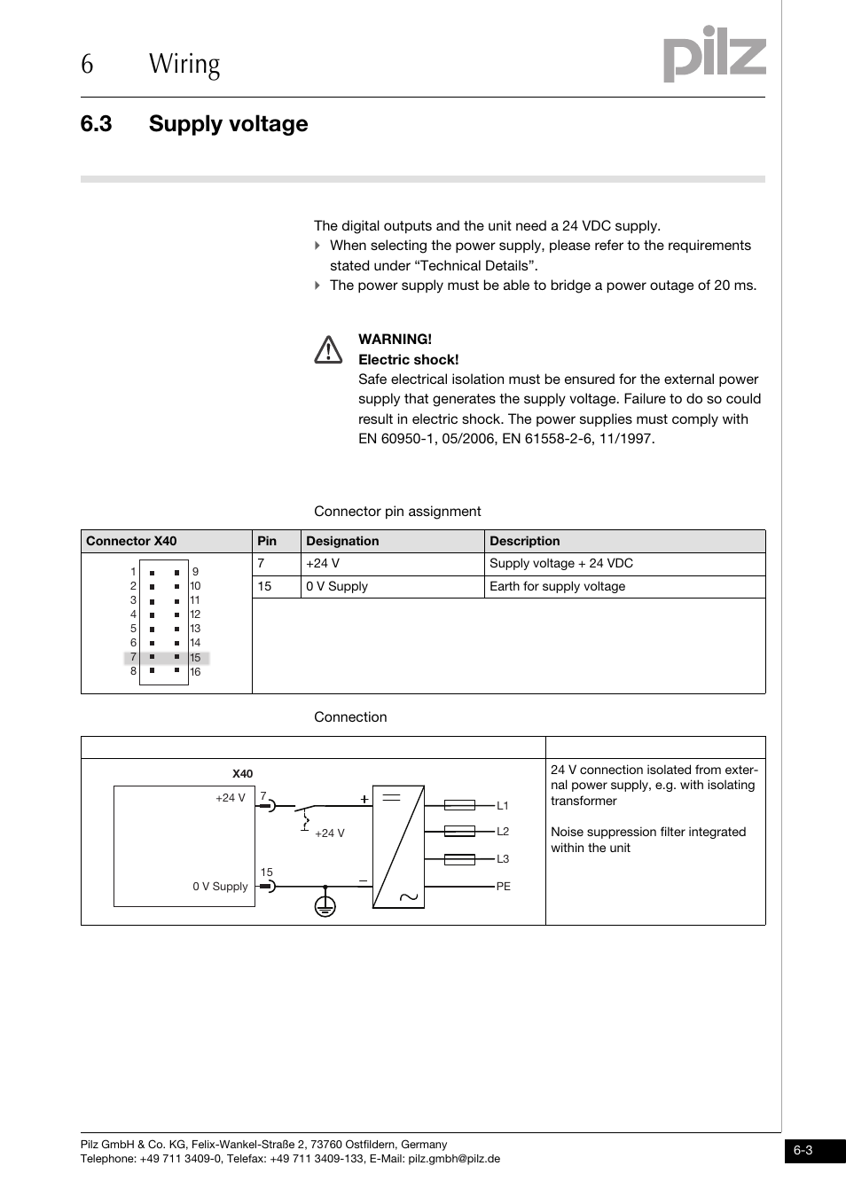 Supply voltage, 6wiring, 3 supply voltage | Pilz PMCprimo DriveP.01/AA0/4/0/0/208-480VAC User Manual | Page 35 / 73