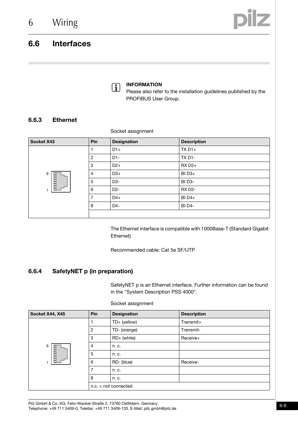 Ethernet, Safetynet p (in preparation), 6wiring | 6 interfaces, 3 ethernet, 4 safetynet p (in preparation) | Pilz PMCprimo DriveP.01/AA0/4/0/0/208-480VAC User Manual | Page 41 / 73