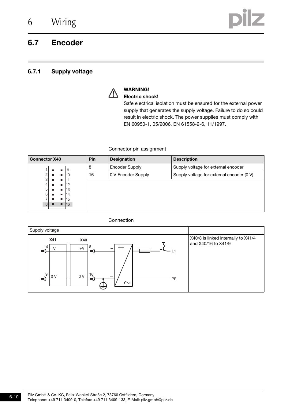 Encoder, Supply voltage, 6wiring | 7 encoder, 1 supply voltage | Pilz PMCprimo DriveP.01/AA0/4/0/0/208-480VAC User Manual | Page 42 / 73