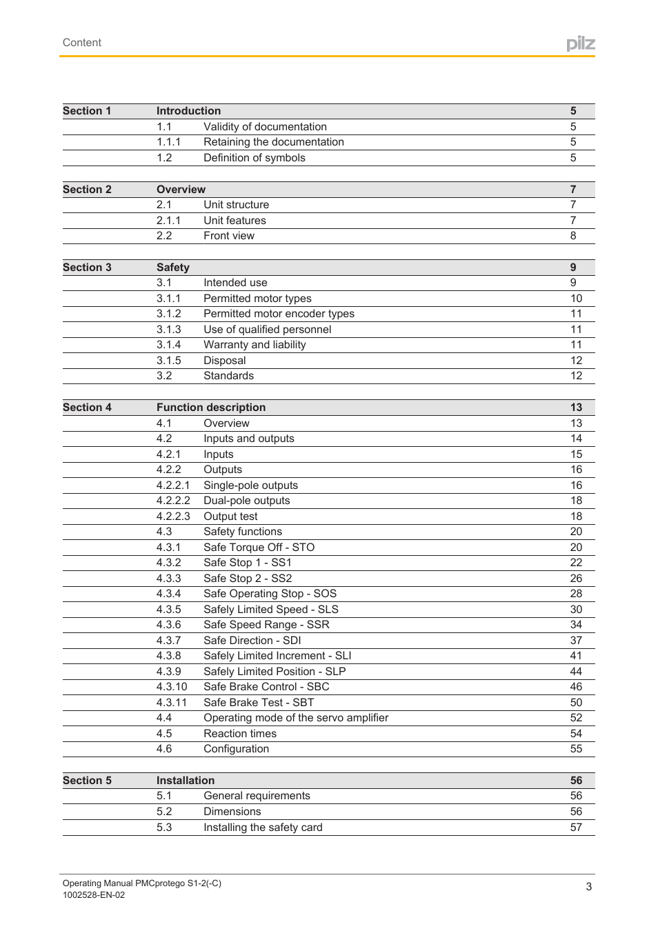 Pilz PMCprimo DriveP.01/AA0/4/0/0/208-480VAC User Manual | Page 3 / 93