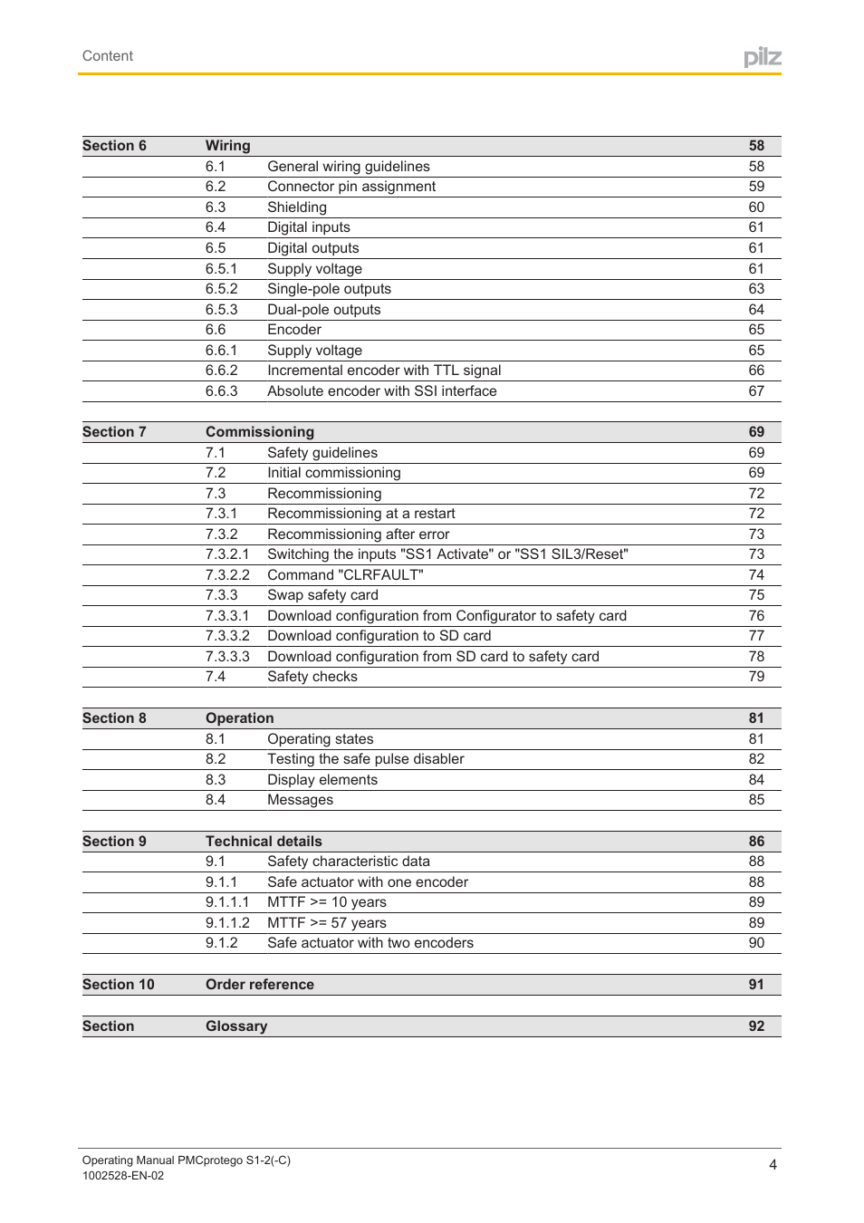 Pilz PMCprimo DriveP.01/AA0/4/0/0/208-480VAC User Manual | Page 4 / 93