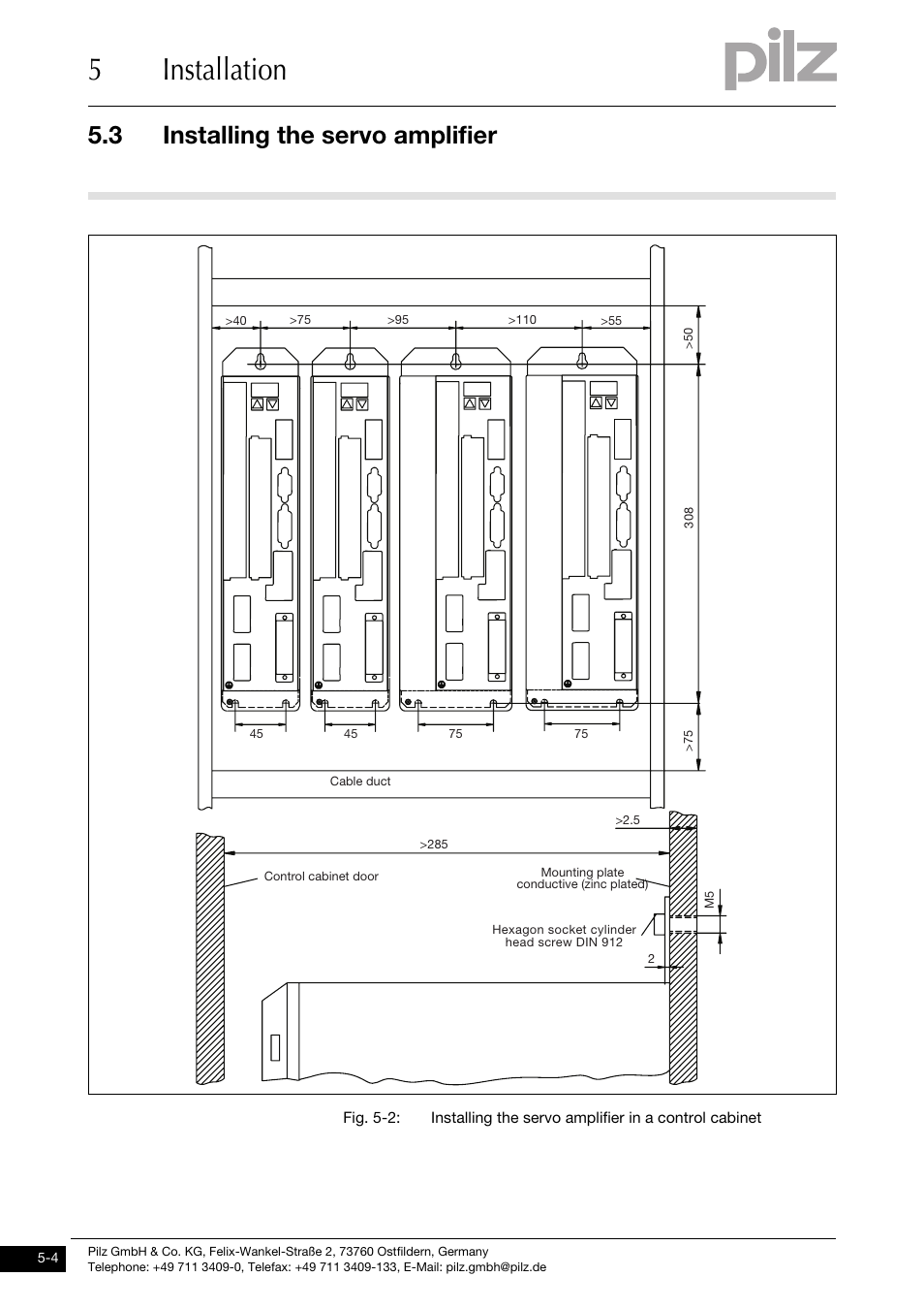 5installation, 3 installing the servo amplifier | Pilz PMCprimo DriveP.01/AA0/4/0/0/208-480VAC User Manual | Page 100 / 220