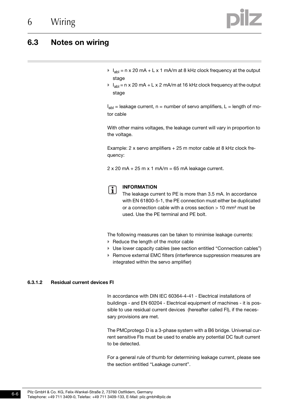 2 residual current devices fi, 6wiring | Pilz PMCprimo DriveP.01/AA0/4/0/0/208-480VAC User Manual | Page 110 / 220