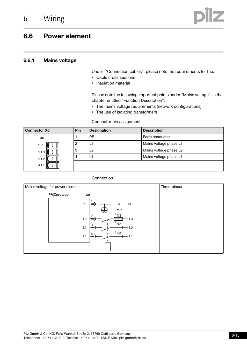 Power element, 1 mains voltage, 6wiring | 6 power element | Pilz PMCprimo DriveP.01/AA0/4/0/0/208-480VAC User Manual | Page 119 / 220