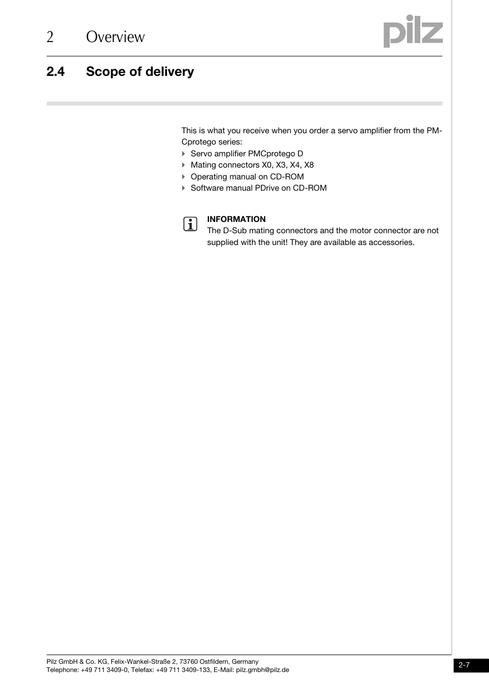 Scope of delivery, 2overview, 4 scope of delivery | Pilz PMCprimo DriveP.01/AA0/4/0/0/208-480VAC User Manual | Page 19 / 220