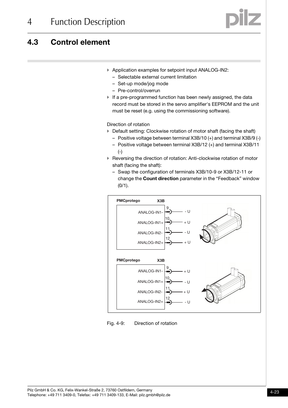 4function description, 3 control element | Pilz PMCprimo DriveP.01/AA0/4/0/0/208-480VAC User Manual | Page 55 / 220