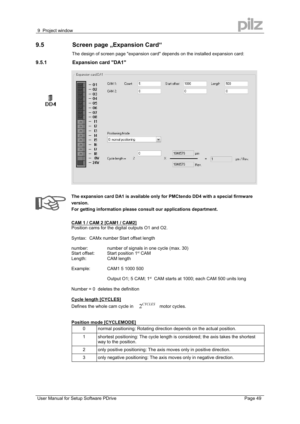 5 screen page „expansion card | Pilz PMCprimo DriveP.12/AA0/4/0/0/208-480VAC User Manual | Page 49 / 57