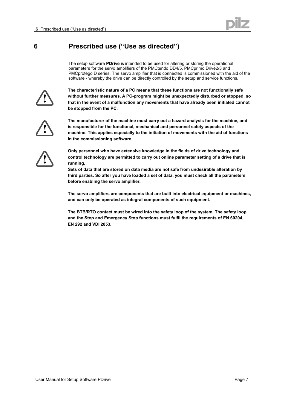 6prescribed use (“use as directed”) | Pilz PMCprimo DriveP.12/AA0/4/0/0/208-480VAC User Manual | Page 7 / 57