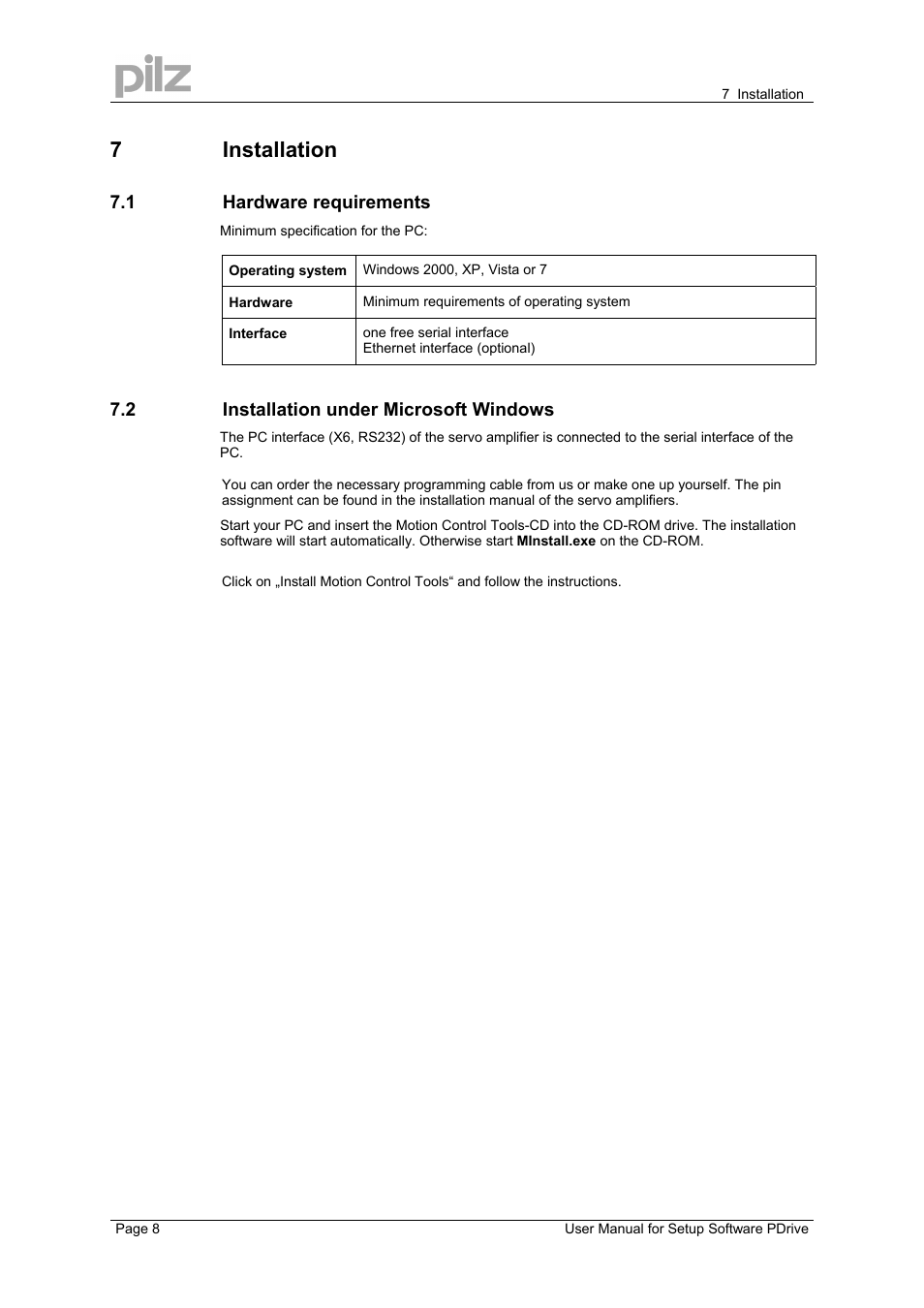 7installation | Pilz PMCprimo DriveP.12/AA0/4/0/0/208-480VAC User Manual | Page 8 / 57