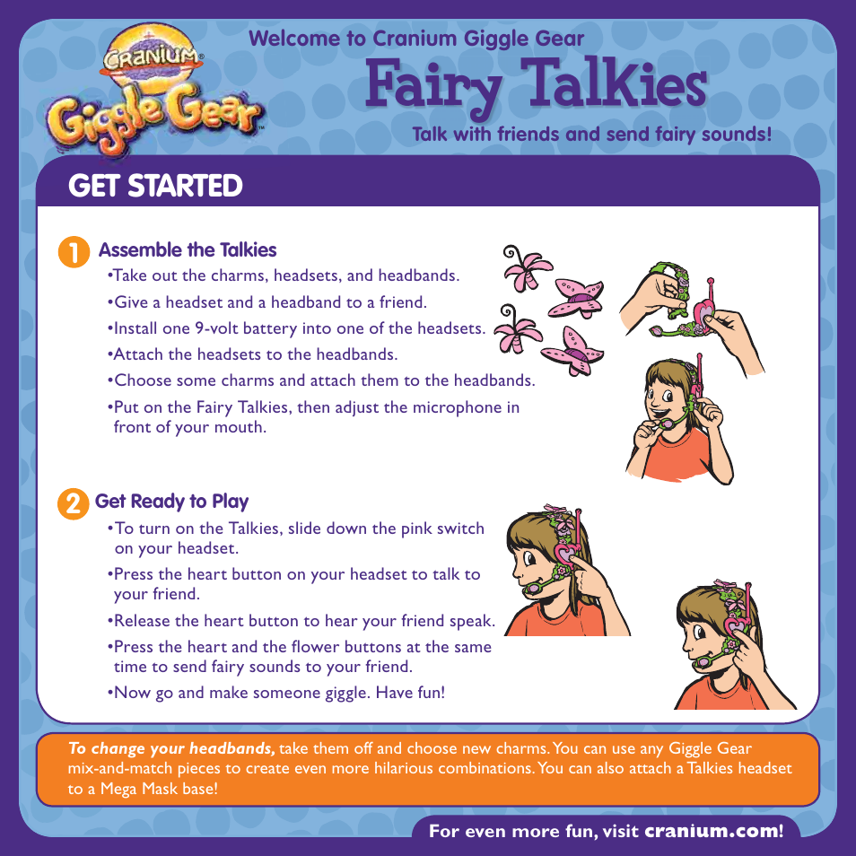 Cranium Giggle Gear Fairy Talkies 303033000 User Manual | 2 pages