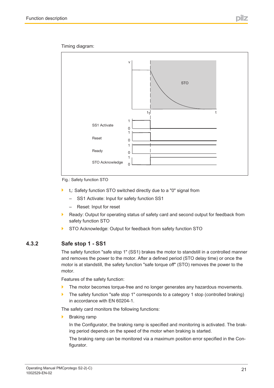 2 safe stop 1 - ss1, Safe stop 1 ­ ss1, 2 safe stop 1 ­ ss1 | Pilz PMCprimo DriveP.06/AA0/4/0/0/208-480VAC User Manual | Page 21 / 76