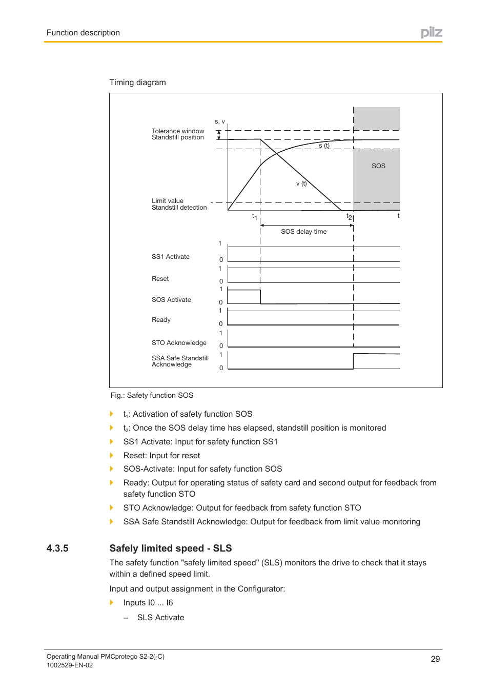 5 safely limited speed - sls, Safely limited speed ­ sls, 5 safely limited speed ­ sls | Pilz PMCprimo DriveP.06/AA0/4/0/0/208-480VAC User Manual | Page 29 / 76