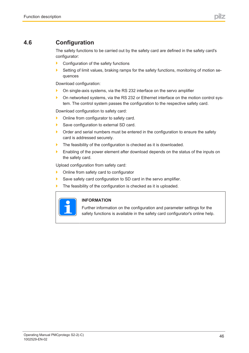 6 configuration, Configuration | Pilz PMCprimo DriveP.06/AA0/4/0/0/208-480VAC User Manual | Page 46 / 76