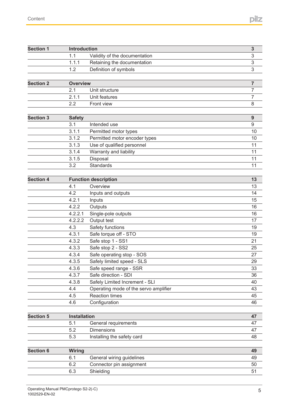 Pilz PMCprimo DriveP.06/AA0/4/0/0/208-480VAC User Manual | Page 5 / 76