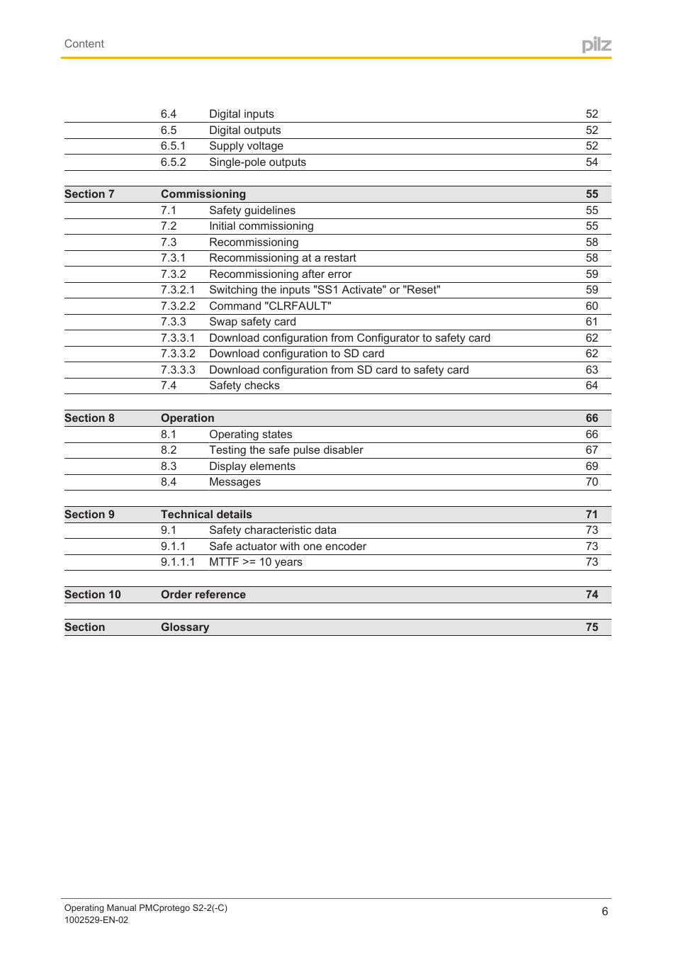 Pilz PMCprimo DriveP.06/AA0/4/0/0/208-480VAC User Manual | Page 6 / 76