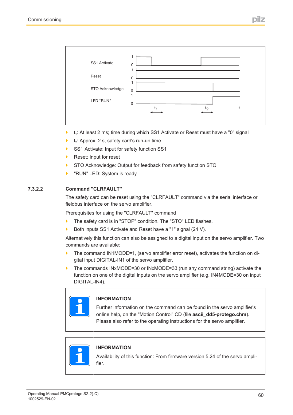 2 command "clrfault, Command "clrfault | Pilz PMCprimo DriveP.06/AA0/4/0/0/208-480VAC User Manual | Page 60 / 76